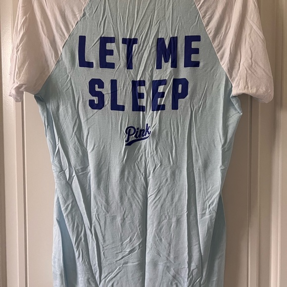 Pink “If you love me let me sleep” Pajama Set short sleeves and shorts - Picture 2 of 6